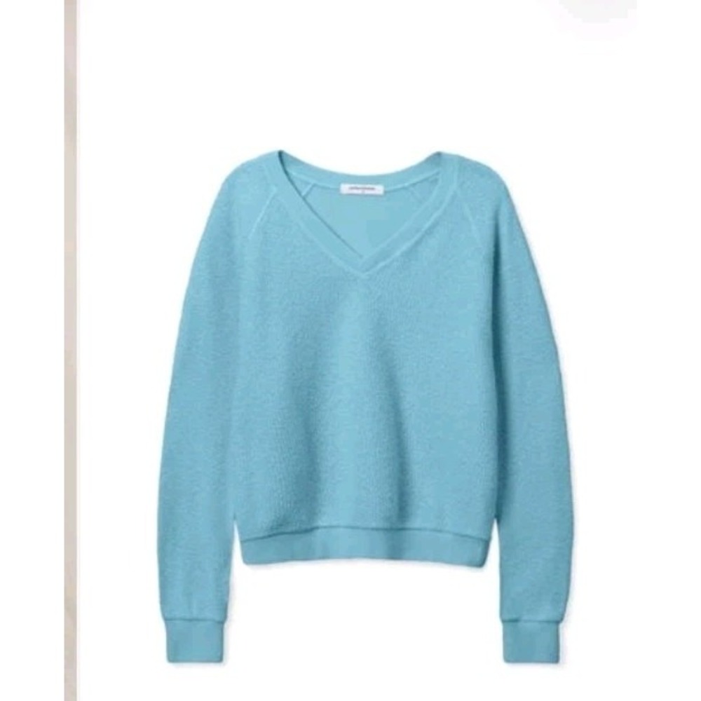 Perfect White Tee Zuri Reverse Fleece V Neck Sweatshirt Size XL Milky Blue